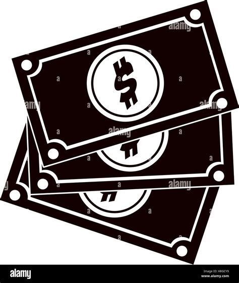 Silhouette Of Money Bills Icon Over White Background Vector Stock