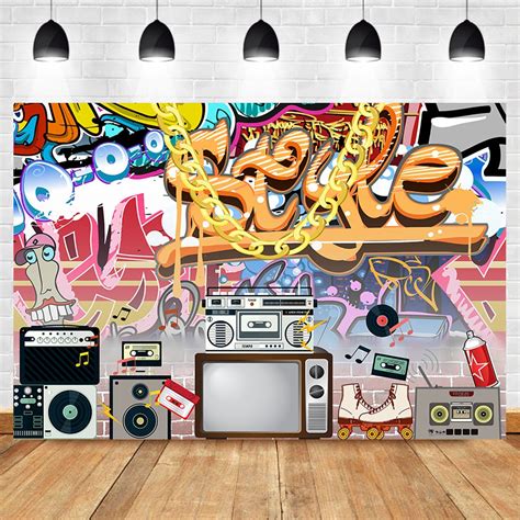 Hip Pop 80s 90s Backdrop Graffiti Rock Radio Photography Backdrops