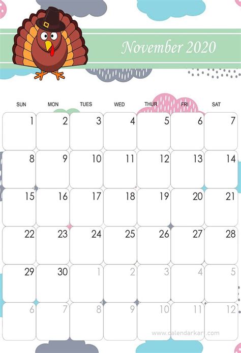 These monthly calendar templates are basic white with pops of color in pink, green, blue, orange, and purple. November 2020 Calendar Black Friday Theme in 2020 | Kids ...