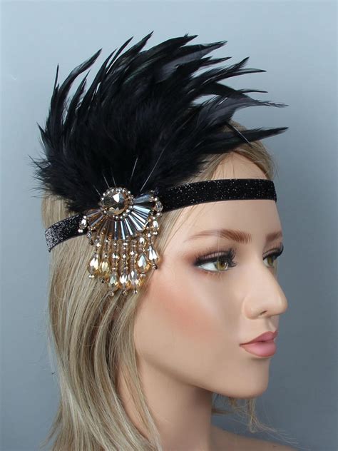 1920s Women Vintage Style Party Crystal Fringe Feather Flapper Headband