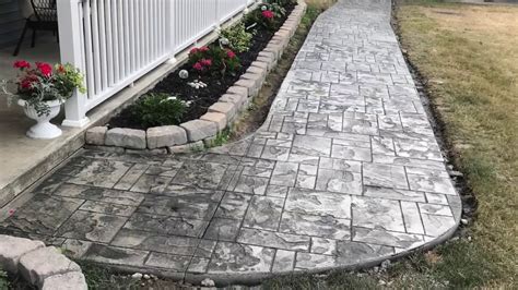 Stamped Concrete Sidewalk And Patio Youtube