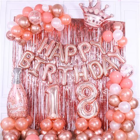 Buy Rose Gold 18th Birthday Decorations For Girls 40in 18th Birthday Balloons 18th Happy