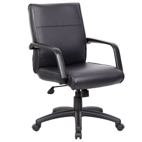 In addition to a pewter finish and padded armrests, it features an ergonomic design. Boss Mid Back Executive Chair In LeatherPlus - BossChair