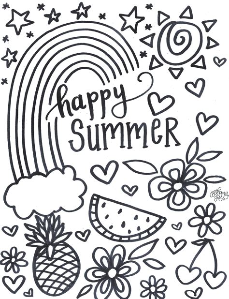 Happy Summer Coloring Page