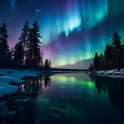 Finnish Night Capturing The Ethereal Dance Of Polar Lights Painting