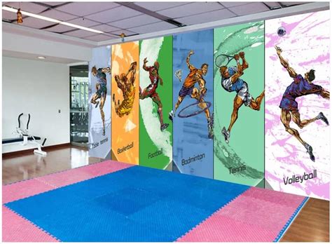 3d Room Wallpaper Custom Photo Mural Hand Drawn Ball Sports Gym Tv