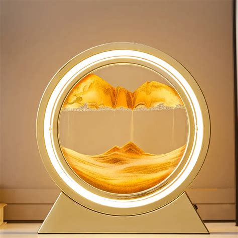 10 12inch 3d Hourglass Table Lamp Sandscape Moving Sand Art Led Light Glass Quicksand Painting