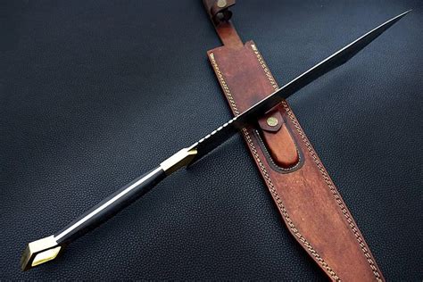 Custom Handmade Damascus Steel Sword With Black Micara Hanlde
