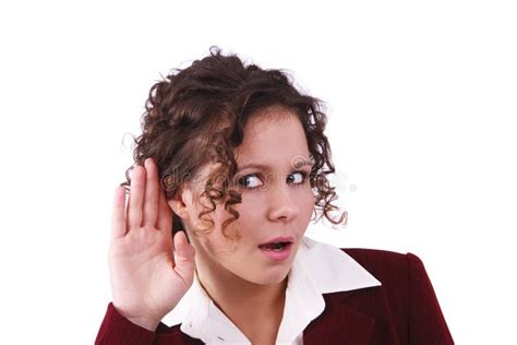 Business Woman Listening Gossip Stock Photo Image Of Hands Caucasian