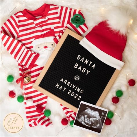 Christmas Pregnancy Announcement Editable Holiday Digital Etsy