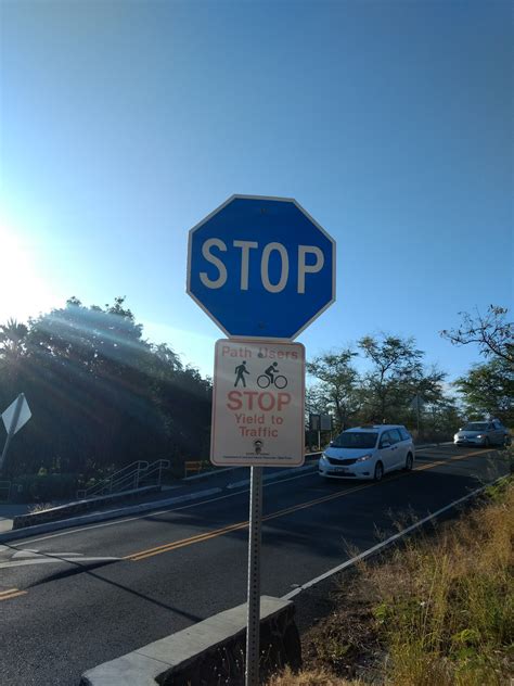A blue stop sign that my family found in Hawaii : r/mildlyinteresting