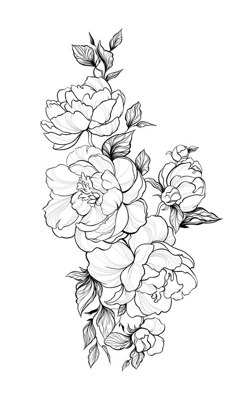 Flower Tattoo Stencils Flower Tattoo Drawings Flower Drawing Line