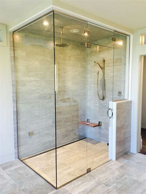 Frameless Steam Shower Enclosure With An Operable Transom Steam