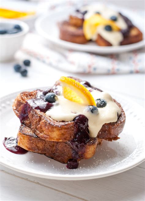 Fancy French Toast With Blueberry Sauce And Whipped Cream Cheese — Brunchographers