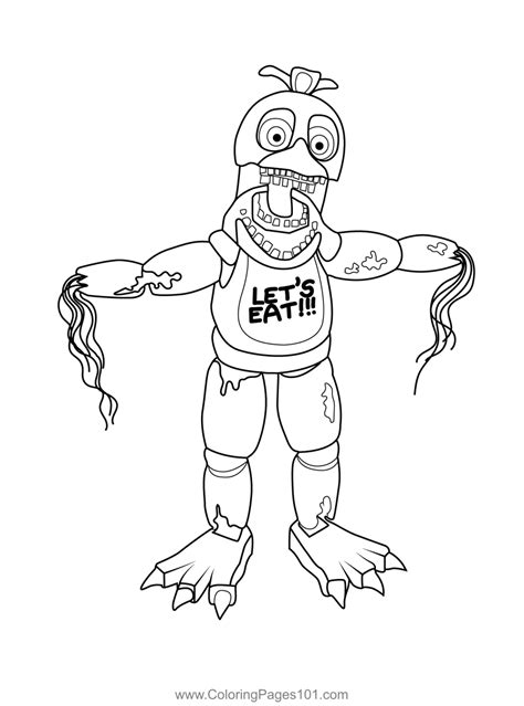 Withered Chica Fnaf Coloring Page Fnaf Coloring Pages Pokemon