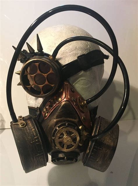 Steampunk Respirator Gas Mask And Monocle With Pipework Post