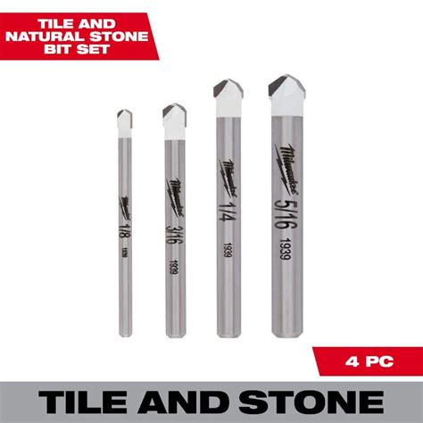 Milwaukee Carbide Natural Stone Drill Bit Set 4 Pack 48 20 8998 The