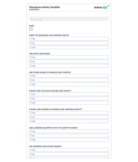 House inspection checklist template excel and printable home. Free Safety Inspection Software for Teams: Status.net