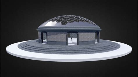 Hexagonal Dome Geodesic Dome Like Structure 3d Asset 2