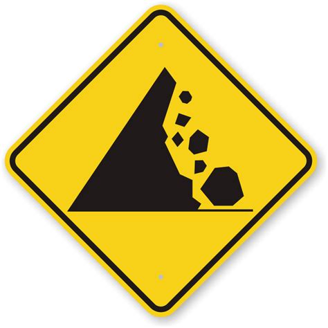 Falling Mountain Rocks Symbol Road Warning Sign Sku K