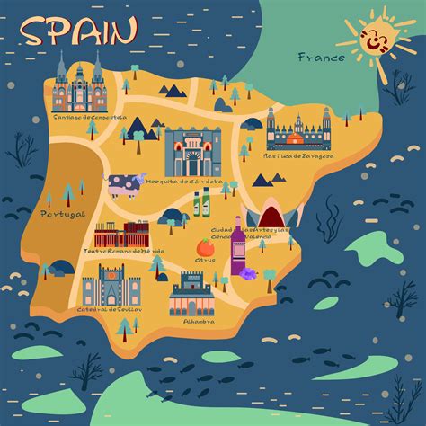 Seagull spanish chinese tourist map navigation. 原创手绘地图-西班牙|插画|商业插画|Molly墨鱼 - 原创作品 - 站酷 (ZCOOL)