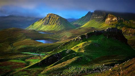 Hd Wallpaper Green Highland Nature Landscape Mountains Hills