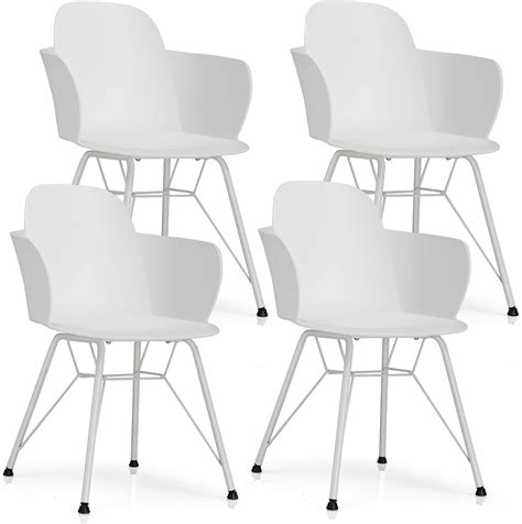 Gorelax Set Of 4 Dining Chair Molded Plastic Kitchen Chairs With Arms