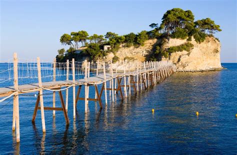 Famous Landmark Tourist Attraction Bridge To Agios Sostis In