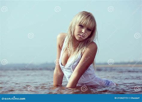 Wet Blonde Woman In Water Stock Photo Image Of Blonde