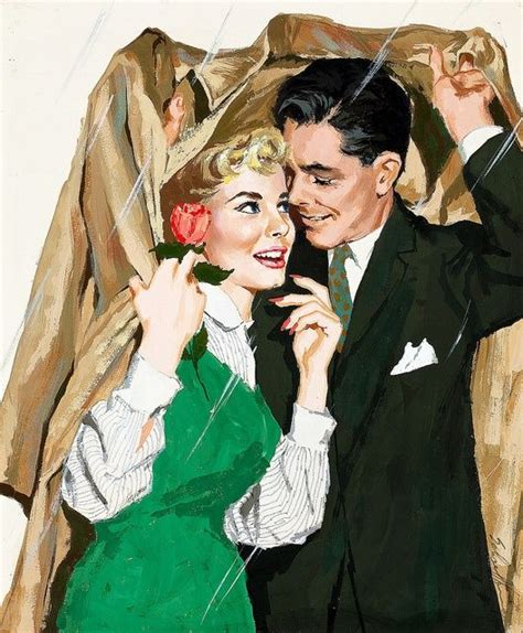 couple 1950s vintage illustration romance art vintage couples
