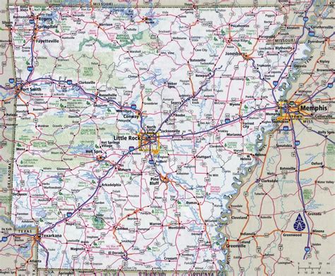Large Detailed Roads And Highways Map Of Arkansas State With All Cities Arkansas State Usa