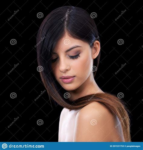 Hair And Beauty Unmatched Studio Shot Of A Stunning Female With Her