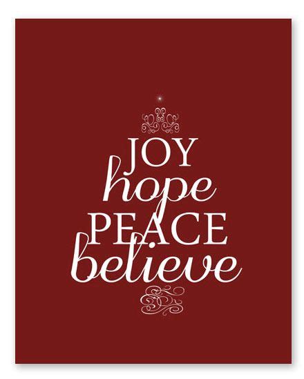 Joy Hope Peace Believe Free Christmas Printables Christmas Words