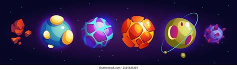 Fantasy Celestial Bodies Fictional Planets Outer Stock Vector Royalty