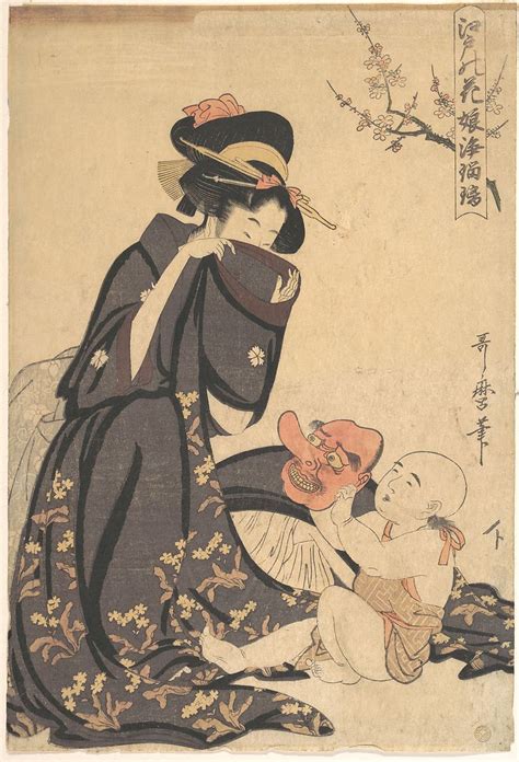 Kitagawa Utamaro A Woman Playing With A Young Boy Japan Edo