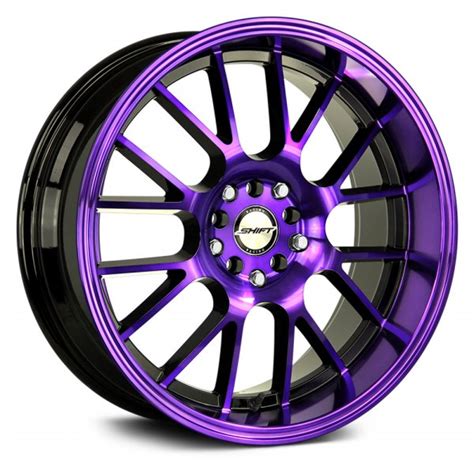 Shift Wheels Crank Wheels Gloss Black With Machined Purple Face Rims