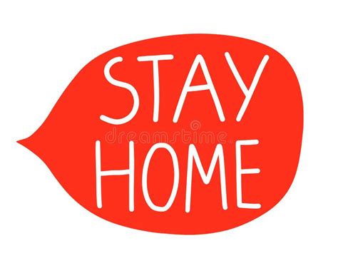Hand Drawn Vector Stay Home Text In Red Speech Bubble Stock Vector
