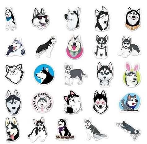 Huskies 50 Unique Designs Siberian Dogs Puppy Diecut Sticker Pack Modes4u