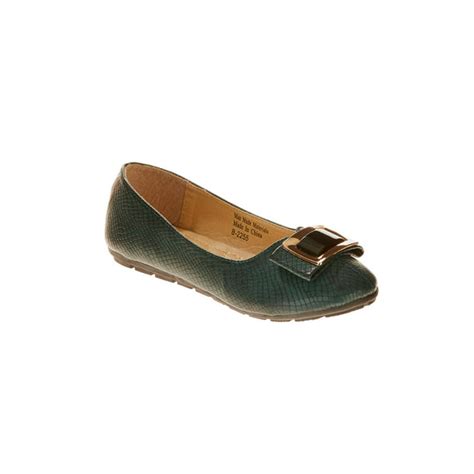 Victoria K Victoria K Womens Croc Textured With Onyx Bow Ballet Flats