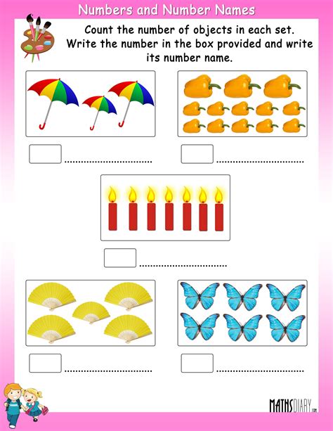 Count The Objects In Each Set And Write Its Number And Number Name
