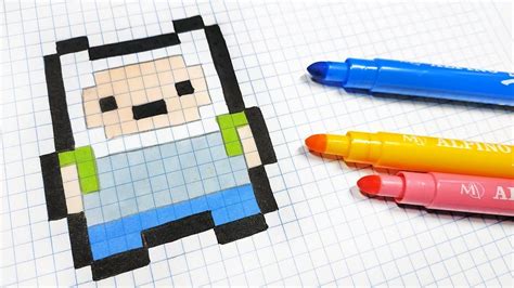 Pixel Art Hecho A Mano Cómo Dibujar A Finn Dibujos En Cuadricula
