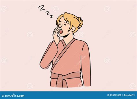 Tired Woman Yawn Suffer From Sleep Deprivation Stock Vector