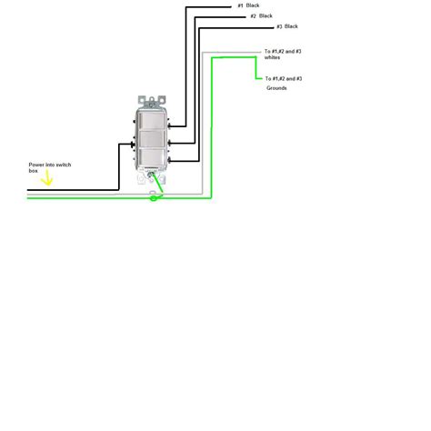 3 wires, black, white and green night light: I need to relace a combination triple single pole switch. the old one has wires poked into to ...