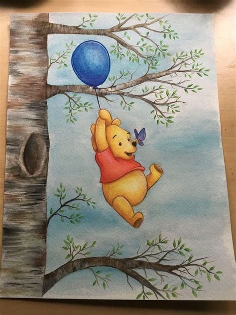 Winnie The Pooh Watercolor Painting Print Etsy Esboços Disney
