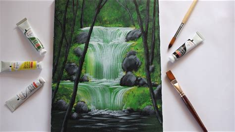 48 Painting A Waterfall With Acrylics In 10 Minutes Katherynyahya