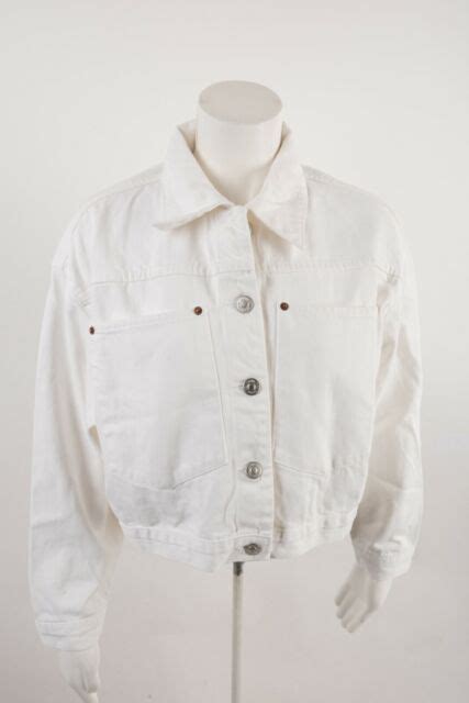 Zara Womens Denim Jean Jacket Small White Short Cropped 5520285 Nwt Ebay
