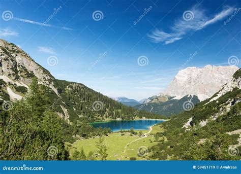 Idyllic Blue Mountain Lake In Austrian Alps Stock Image Image Of Park