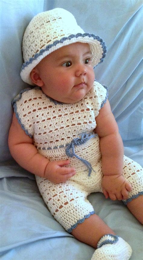 Crochet Pattern Baby Boy Romper Outfit 4 6 Months Etsy
