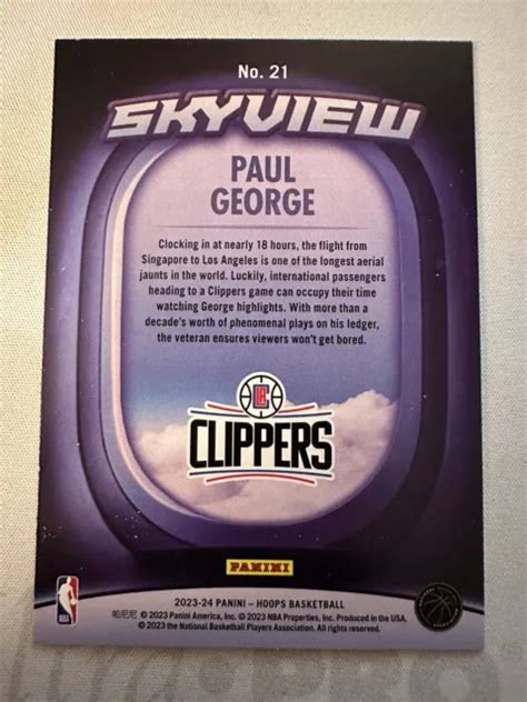 Carte D Insertion Paul George Los Angeles Clippers Panini Hoops