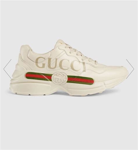Gucci Womens Rhyton Gucci Logo Leather Sneaker Sneakers Leather